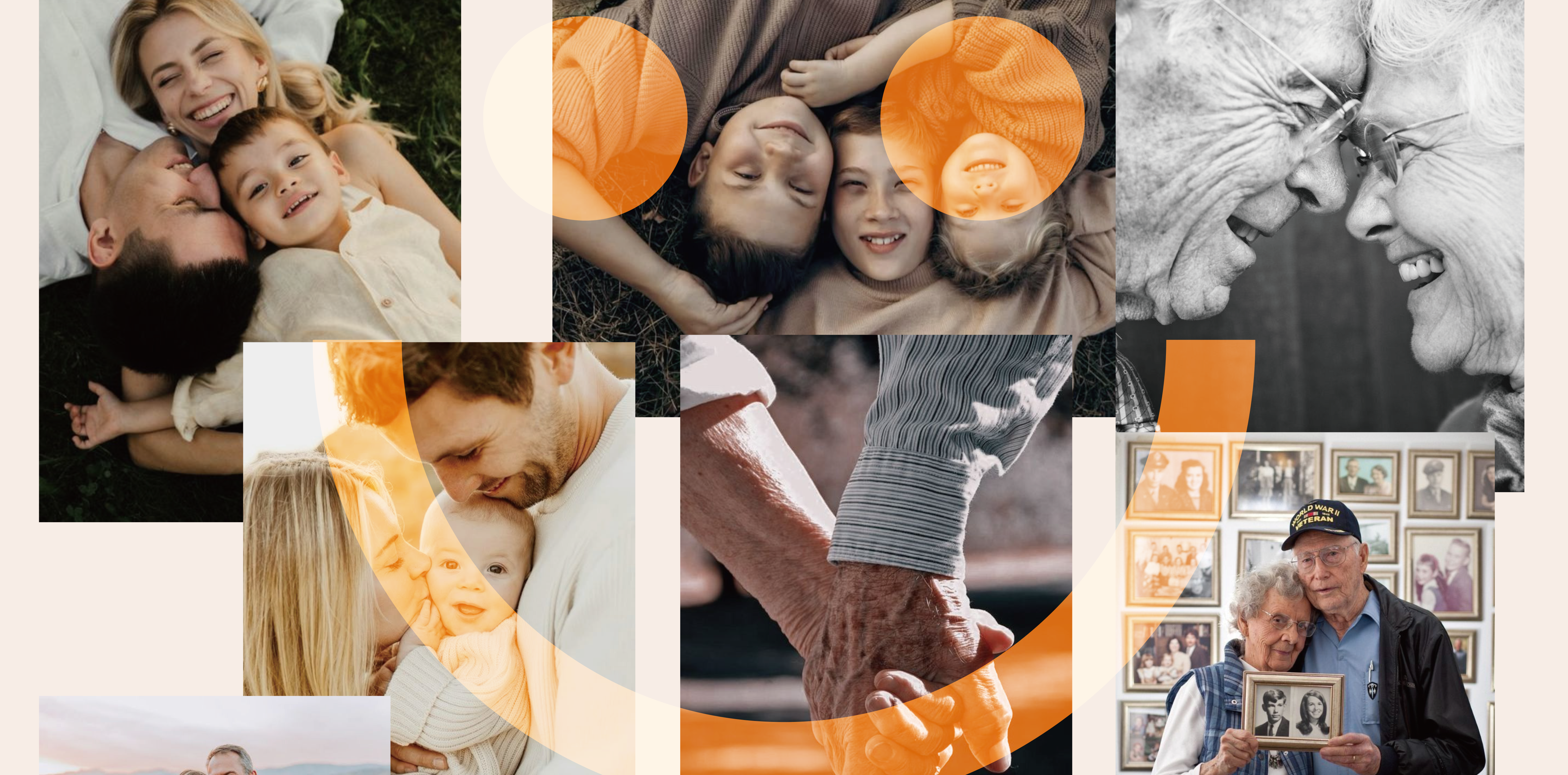 Collage of various family photos with a focus on connection and togetherness.